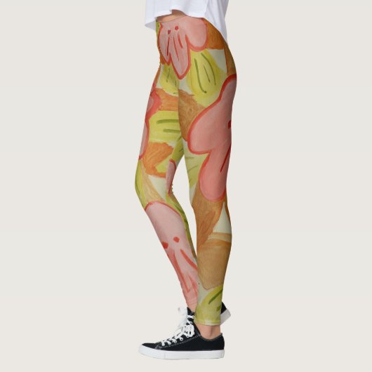 Herbstfarbene Blume Leggings (Links)