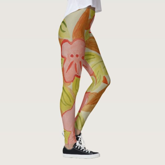 Herbstfarbene Blume Leggings (Rechts)