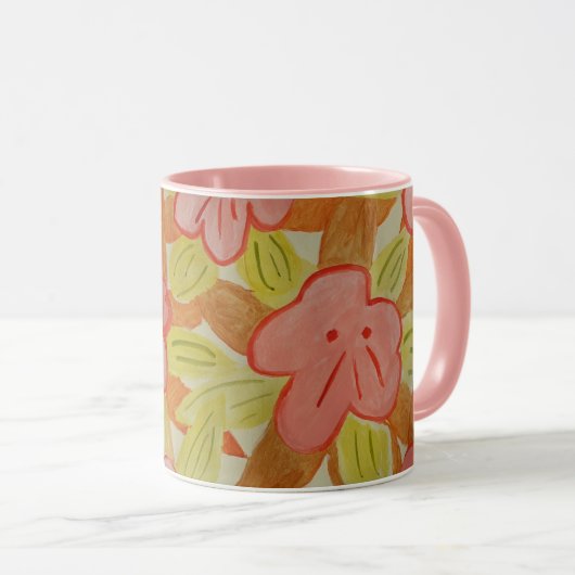 Herbstfarbene Blume Tasse (VorderseiteRechts)