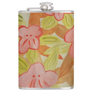 Herbstfarbene Blume Vinyl Wrapped Flask Flachmann