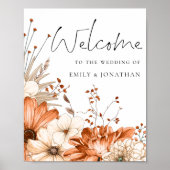 Herbstfarbene Florals Willkommen bei Hochzeit Poster (Vorne)