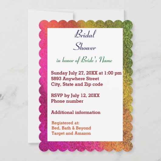 Herbstfarbene Mehrfarben-Brautparty Einladung (Vorderseite)