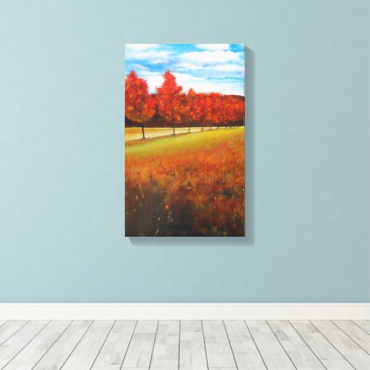 Herbstfarbene Orange-Blätter Leinwanddruck (Insitu (Holzboden))