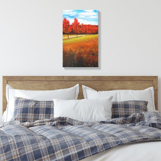 Herbstfarbene Orange-Blätter Leinwanddruck (Insitu (Schlafzimmer))