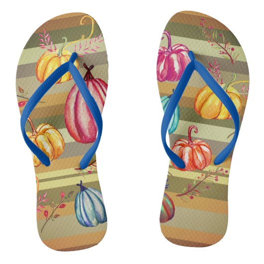Herbstfarbene Pumpkins Flip Flops Badesandalen (Fußbett)