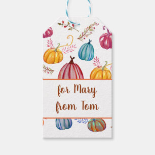 Herbstfarbene Pumpkins Kunstgeschenk Tag Geschenkanhänger