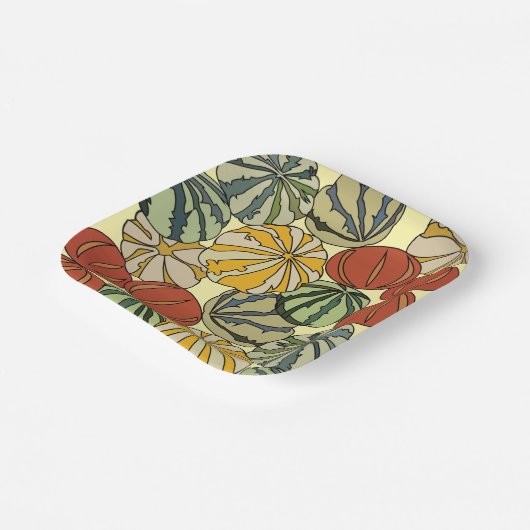 Herbstfarbene Pumpkins Party Pappteller (Gewinkelt)