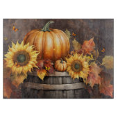 Herbstfarbene Sonnenblumen ernten Pumpkins Schneidebrett (Vorderseite)