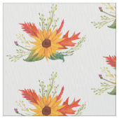 Herbstfarbene Sonnenblumen Zeichnend Muster Stoff (Nahaufnahme)