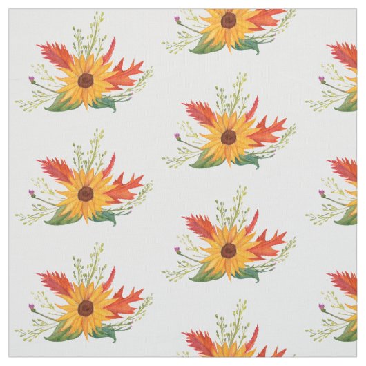 Herbstfarbene Sonnenblumen Zeichnend Muster Stoff (Muster)