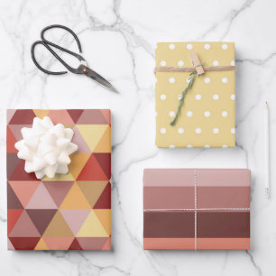 HERBSTFARBENE TÜPFEL & STREIFEN GESCHENKPAPIER SET