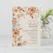 Herbstfarbene Wildblumen Brautparty Einladung (Stehend Vorderseite)