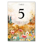 Herbstfarbene Wildblumenwiese Hochzeit Tischnummer (Vorderseite)