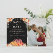 Herbstfarbener Couple-Foto fallen Save The Date (Stehend Vorderseite)