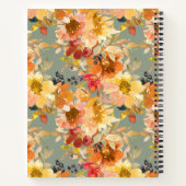 Herbstfarbenes Blumenmuster Personalisiert  Notizblock (Rückseite)