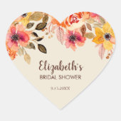 Herbstfarbenes Brautparty Herz-Aufkleber (Vorderseite)