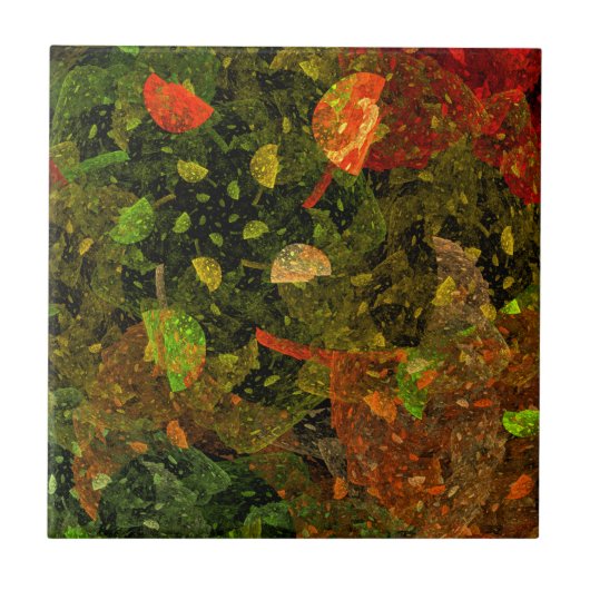 Herbstfarbenes Dekordesign Fliese (Vorderseite)
