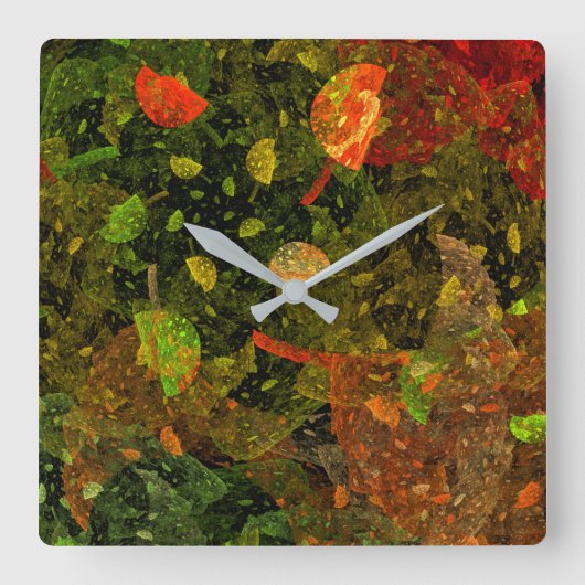 Herbstfarbenes Dekordesign Quadratische Wanduhr (Vorderseite)