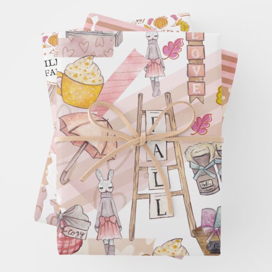 Herbstfarbenfall Personalisiert Familienname Geschenkpapier Set (Beispiel)