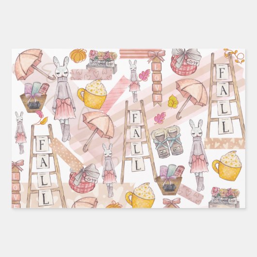 Herbstfarbenfall Personalisiert Familienname Geschenkpapier Set (Vorderseite)