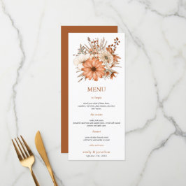 Herbstfarbenflorale Foliage Wedage Menu Menükarte