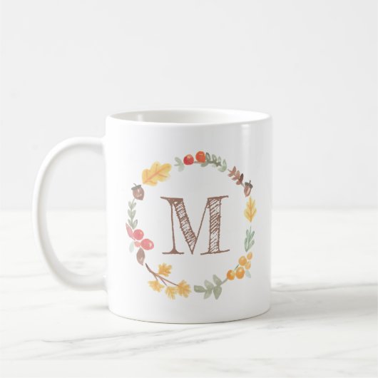 Herbstfarbenfrohe Monogramm Kaffeetasse (Links)