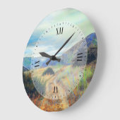 Herbstfarbennaturlandschaft Große Wanduhr (Winkel)