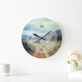 Herbstfarbennaturlandschaft Große Wanduhr (Zuhause)