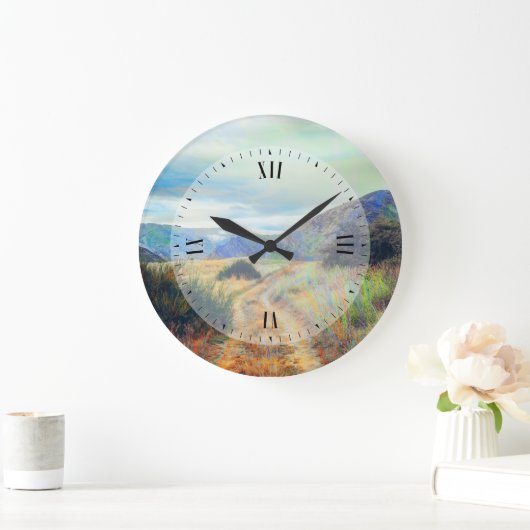 Herbstfarbennaturlandschaft Große Wanduhr (Zuhause)