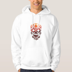 Herbstfarbskelett Kopf bedruckt Herren Hoodie