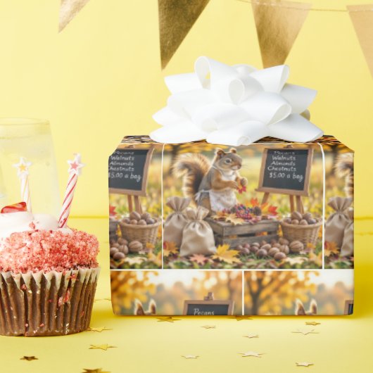 Herbstfarm mit Eichhörnchen Geschenkpapier (Geburtstagsparty)
