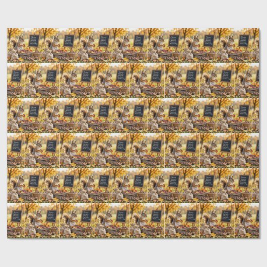 Herbstfarm mit Eichhörnchen Geschenkpapier (Flach)