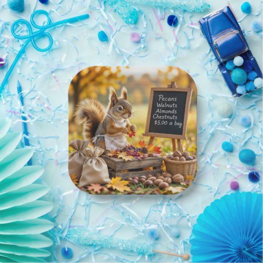 Herbstfarm mit Eichhörnchen Pappteller (Party)