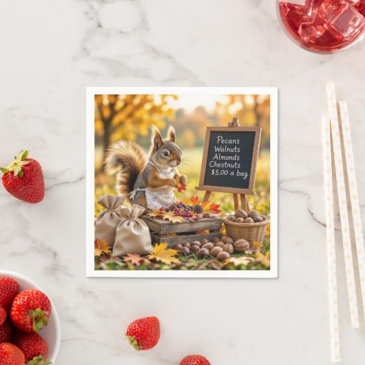 Herbstfarm mit Eichhörnchen Serviette (Beispiel)