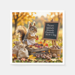 Herbstfarm mit Eichhörnchen Serviette