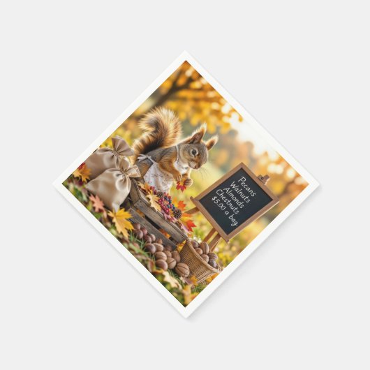 Herbstfarm mit Eichhörnchen Serviette (Ecke)