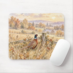 Herbstfasan im ländlichen Feld Mousepad
