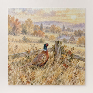 Herbstfasan im ländlichen Feld Puzzle