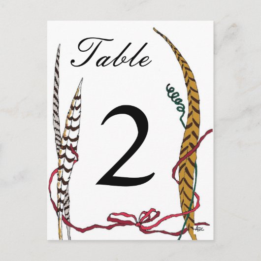 Herbstfasant Tischnummer Card für Empfang (Vorderseite)