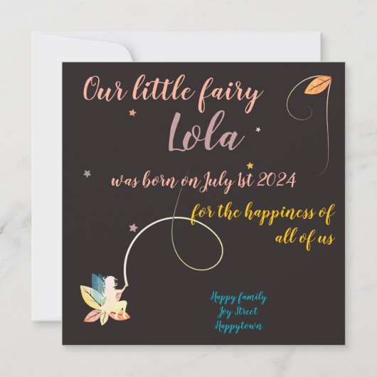 Herbstfee-Geburtsmeldung (Rückseite)