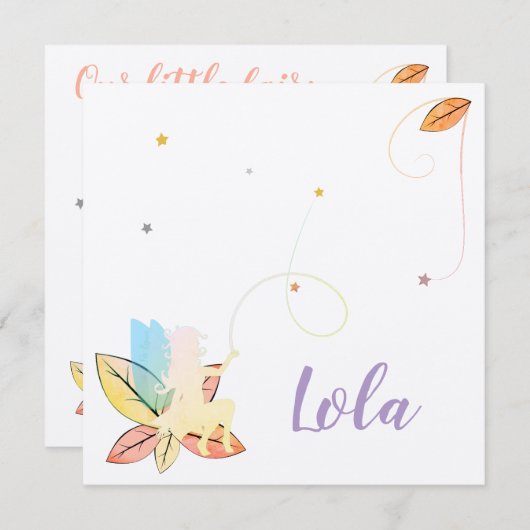 Herbstfee-Geburtsmeldung Einladung (Vorne/Hinten)