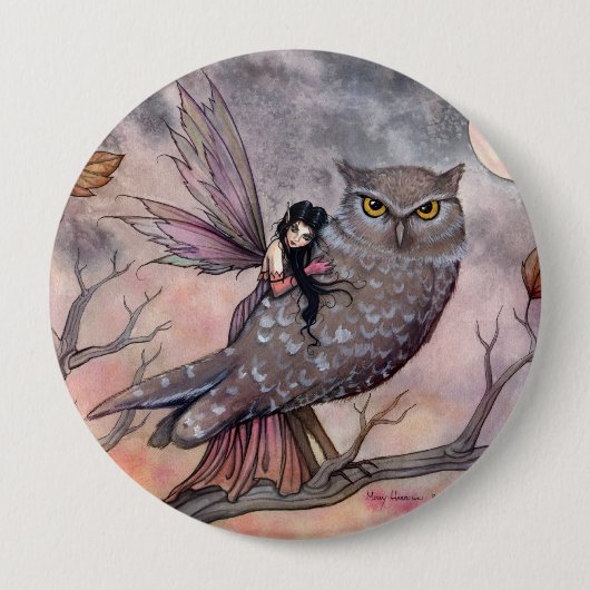 Herbstfee und Eulenknopf Button (Vorderseite)