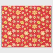 Herbstfeier Blume Rotes nahtloses Geburtstagsfest Geschenkpapier (Flach)