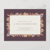 Herbstfeiern Blätter einfache Pflaume Einladungspostkarte (Vorderseite)