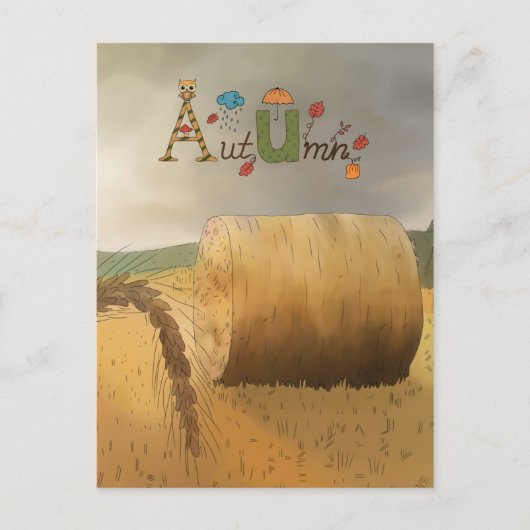 Herbstfeld Postkarte (Vorderseite)