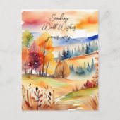 Herbstfelder Herbstwasserfarbenwelt Wünsche Postkarte (Vorderseite)