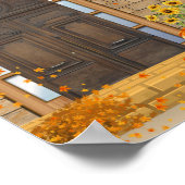 Herbstfenster und Herbstlaub an der Vordertür Poster (Ecke)