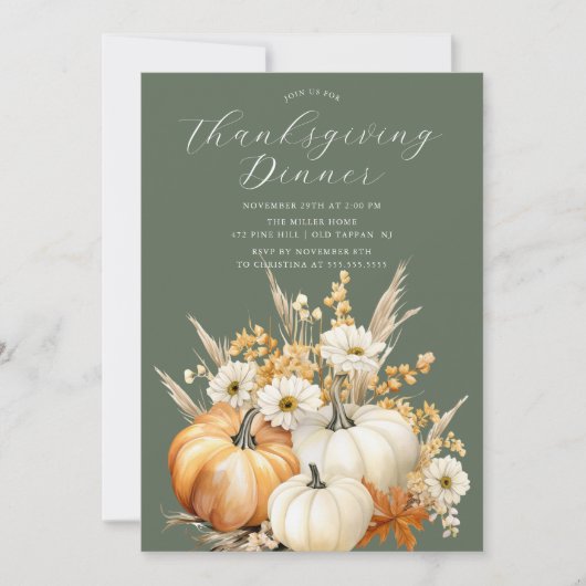 Herbstfest Erntedank Abendessen Einladung (Vorderseite)