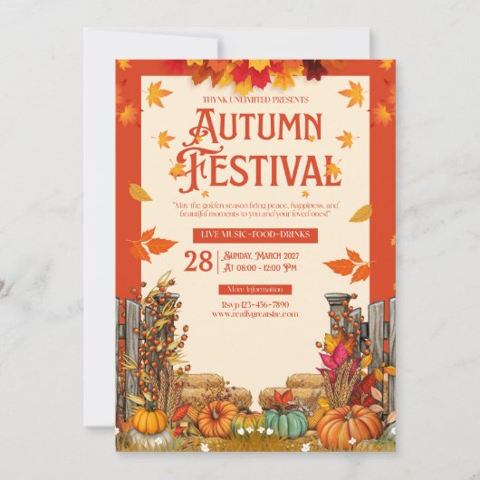 Herbstfest Ernteparty Kunst Einladung (Vorderseite)