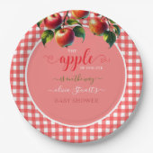 Herbstfest kariert Apple Theme Babydusche Pappteller (Vorderseite)